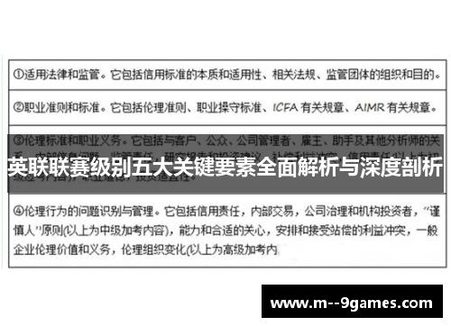 英联联赛级别五大关键要素全面解析与深度剖析